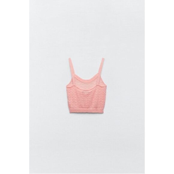 NWT Zara Pink Alpaca & Wool Blend Pointelle Cropped Top - Picture 7 of 12